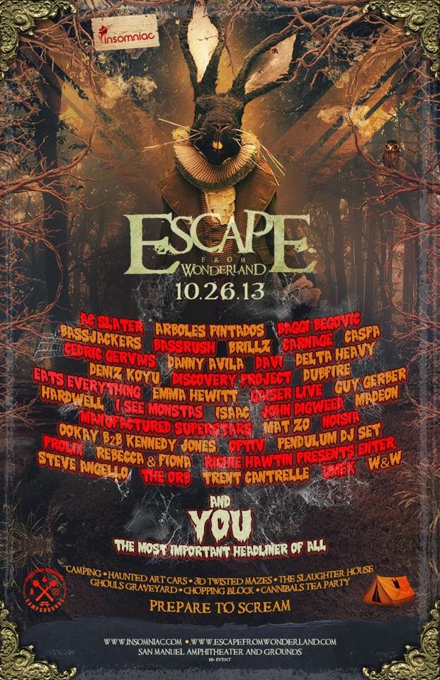escape from wonderland 2013 lineup revealed gde