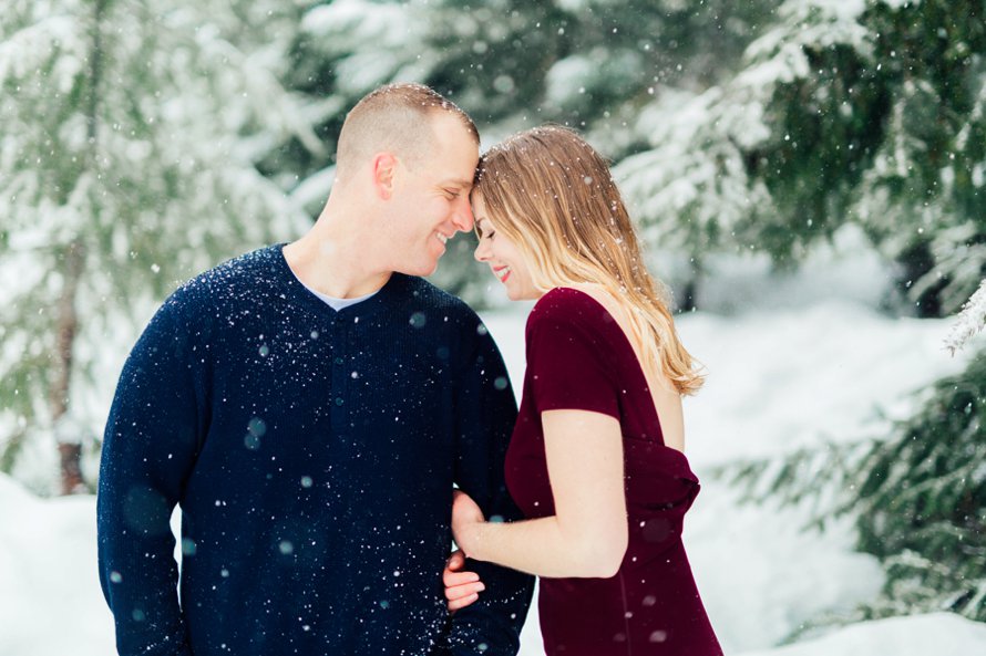 Snowy Winter Engagement Session by Something Minted Photography at Gold Creek Pond