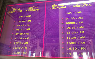 Sukhothai to Chiang Mai bus timetable