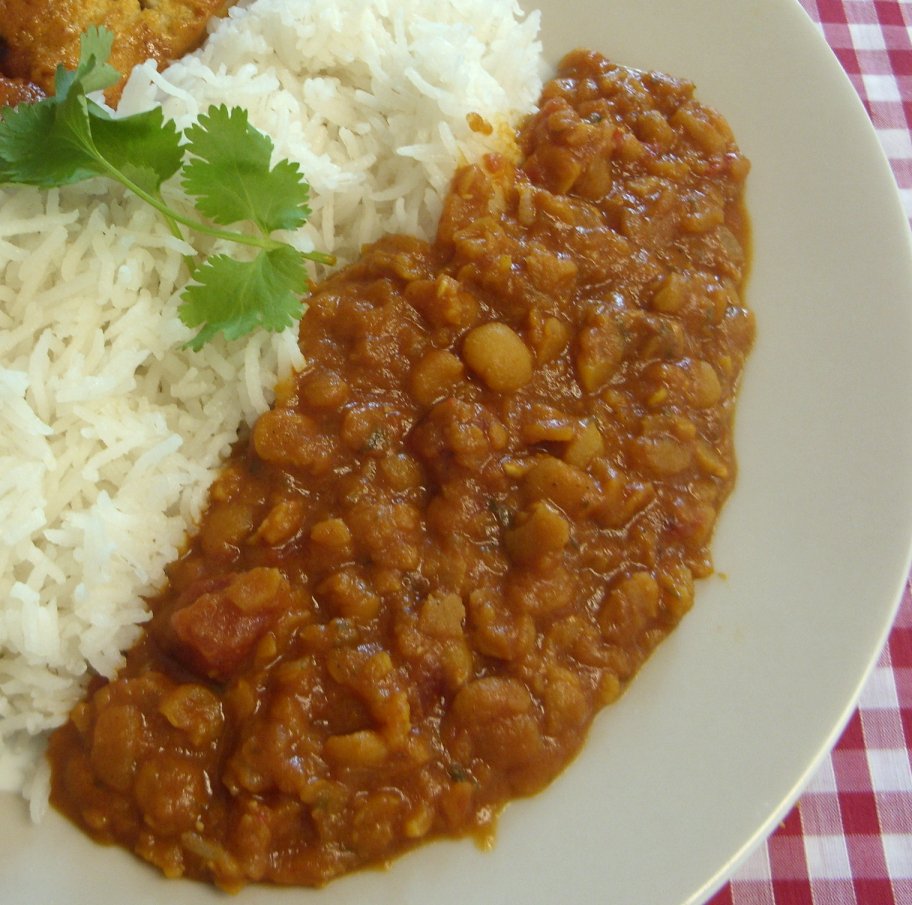 Jenny Eatwell's Rhubarb & Ginger Curry baked chicken with Slow cooker split pea dhal