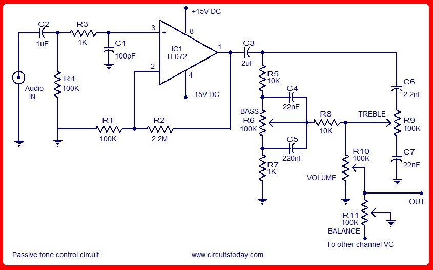 SKEMA RANGKAIAN AMPLIFIER: Tone control circuit