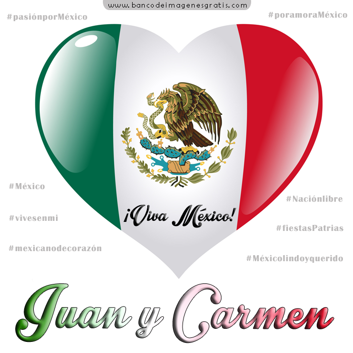 Banco de Imágenes Gratis: Postales mexicanas con nombres de personas y  parejas para perfil de whatsapp y facebook en corazón con la bandera de  México