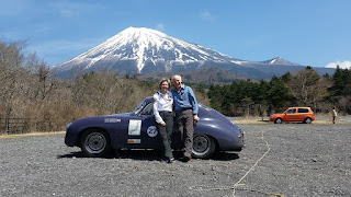 Porsche 356 at the foot of Mount Fuji.