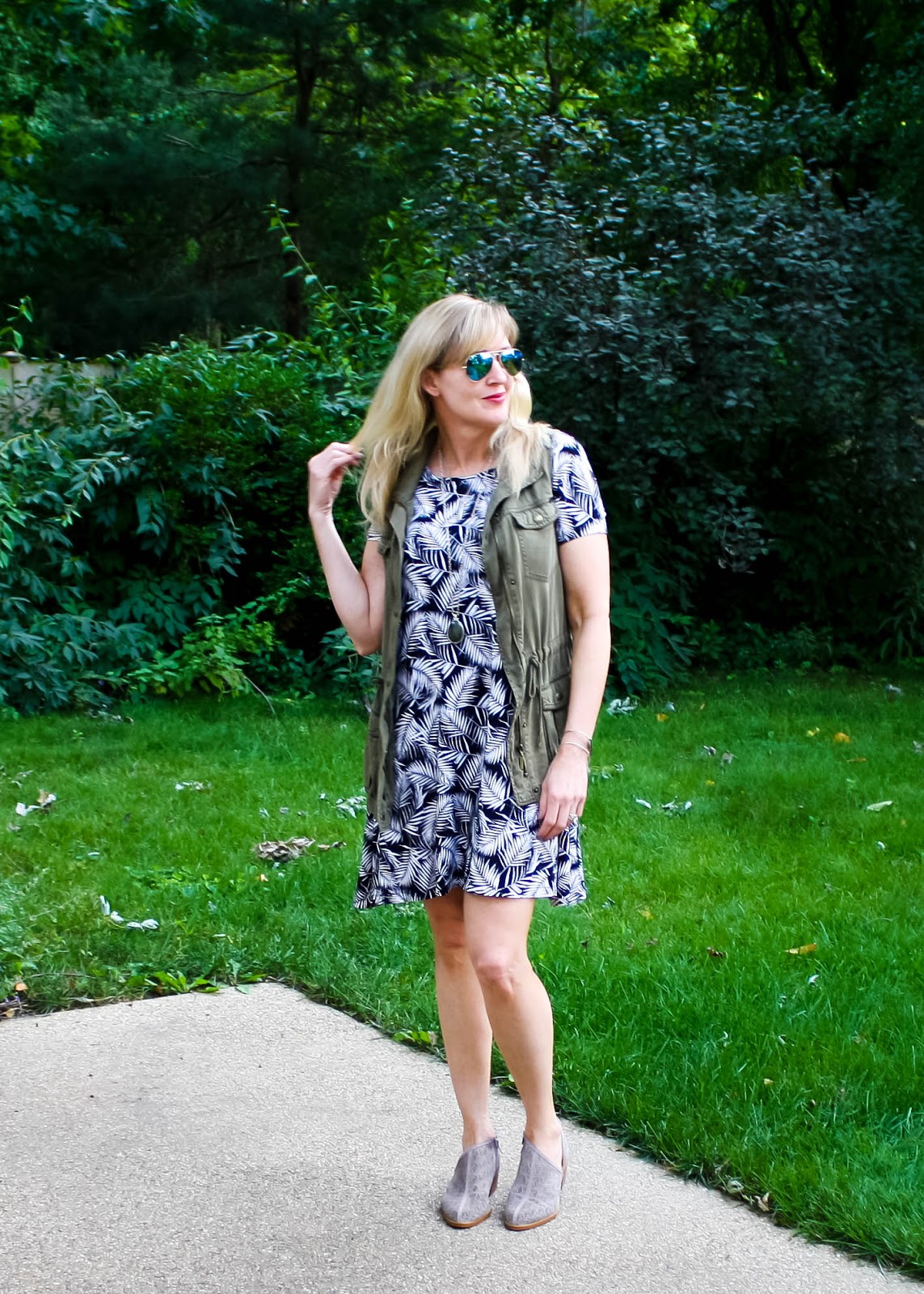 black and white palm print dress