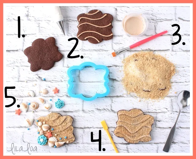 Beach sand cookies with fondant accents -- Cookie Decorating Tutorial