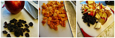 Raisins, apples and diced cheddar cheese, for Rustic Chicken Medallions with Sipping Gravy!