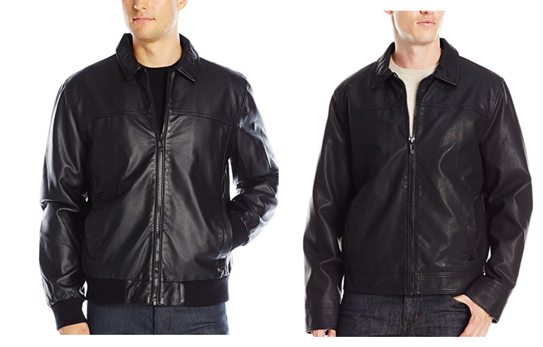 calvin klein men's leather bomber jacket