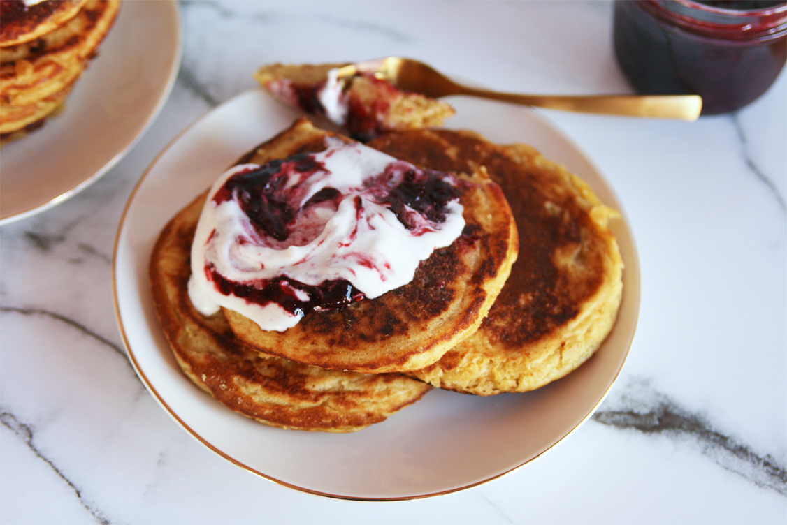 Orange Pancakes with Berry Compote