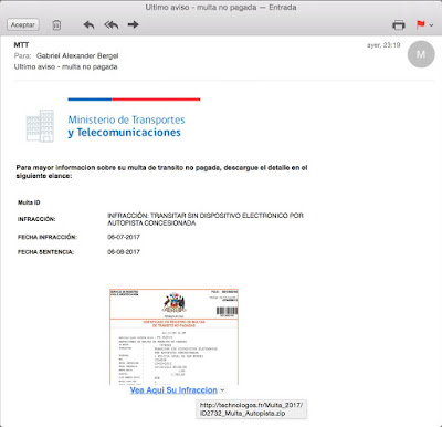 Phishing de una falsa advertencia imagen