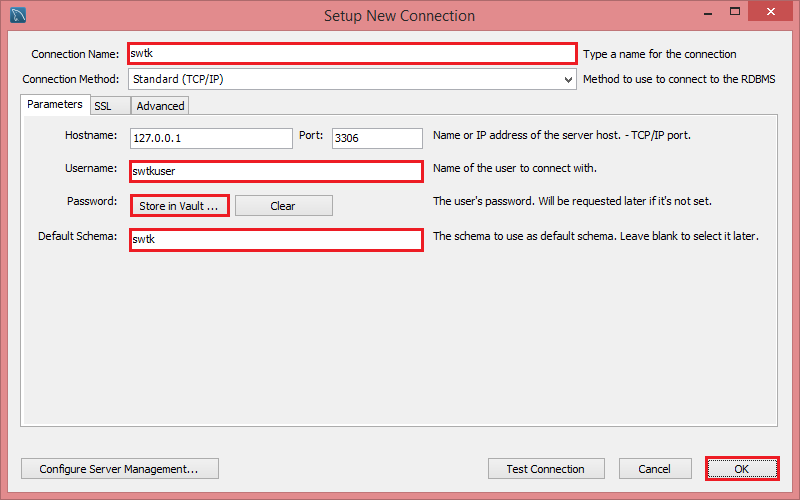 DB Creating a Connection in the Workbench