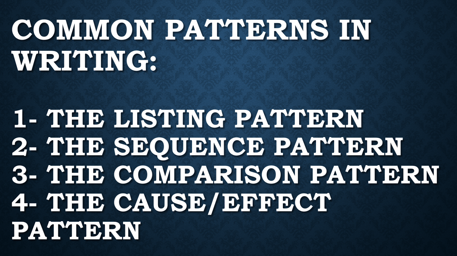 The common patterns in writing