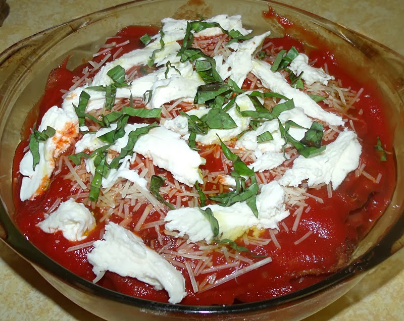 Jason's Kitchen Eggplant Parmesan and Garlic and herb focaccia bread