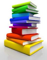 Picture of a stack of multicolored books