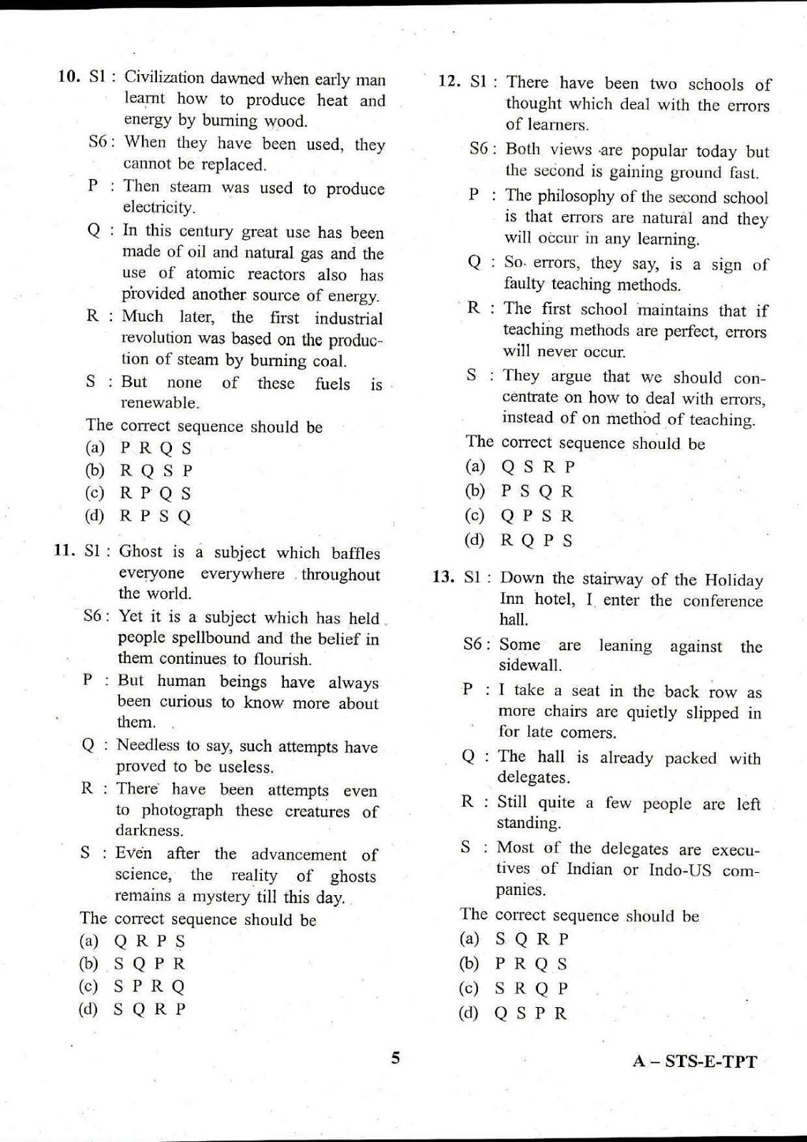 UPSC CDS II 2017 Entrance Exam English question paper UPSC CDS II 2017 English question paper