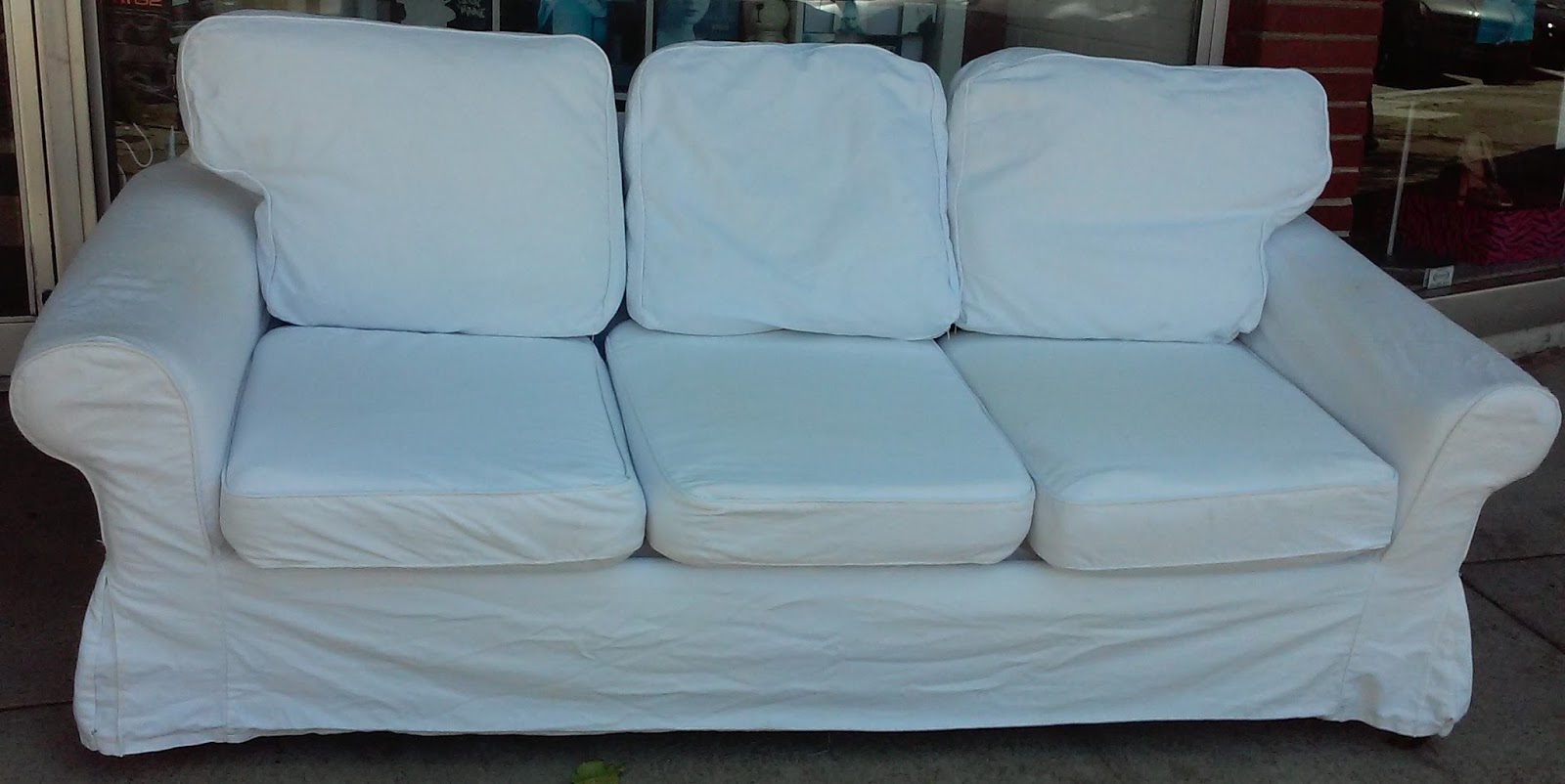 UHURU FURNITURE & COLLECTIBLES SOLD Seven Foot IKEA Slip Cover Sofa 80