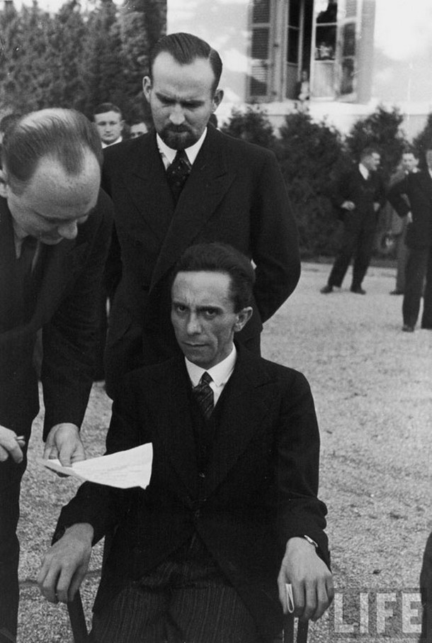 Joseph Goebbels scowling at photographer Alfred Eisenstaedt after finding out he’s Jewish, 1933