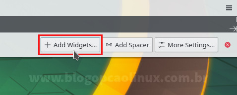 Adicionando um widget no painel vazio criado anteriormente Adicionando um widget no painel vazio criado anteriormente