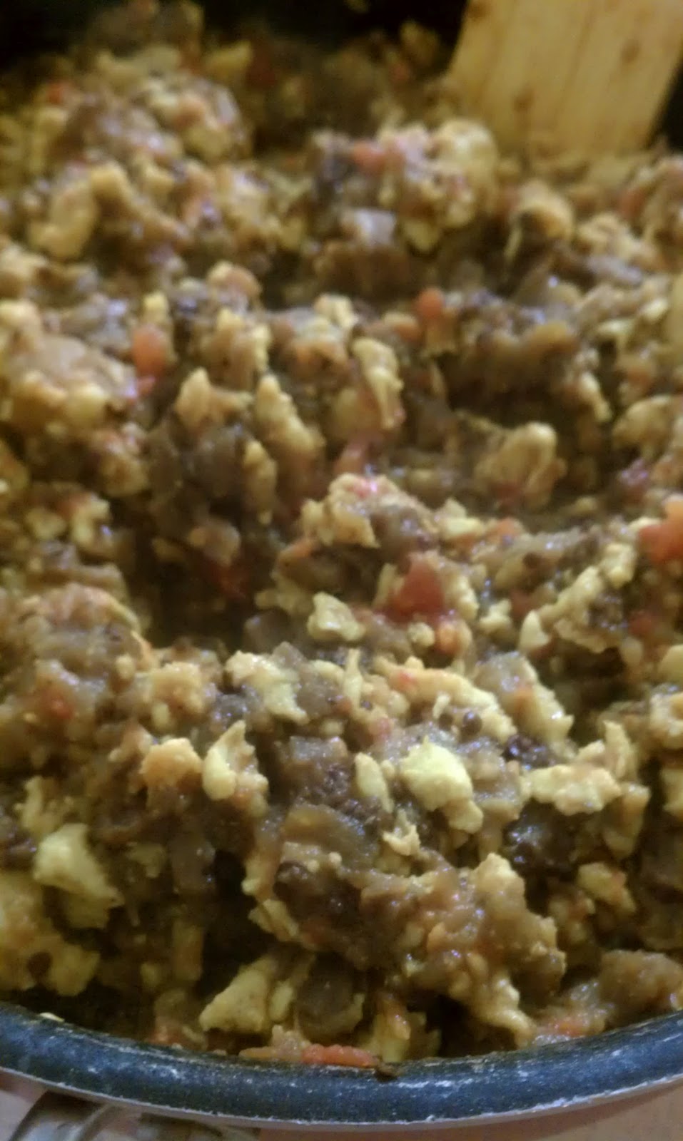 Me, Serendipitously Mirza Ghassemi (Persian Eggplant Tomato "Dip")