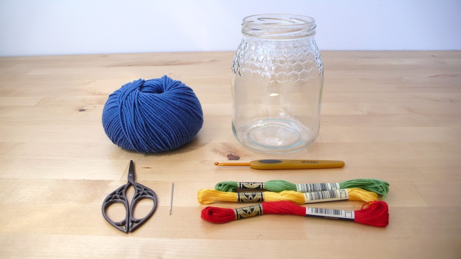 Tarro forrado ganchillo