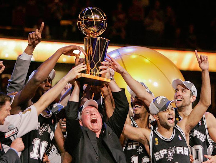 San Antonio 2007 Big 3 Tony Parker Manu Ginobili Tim Duncan Spurs 4th title Gregg Popovich