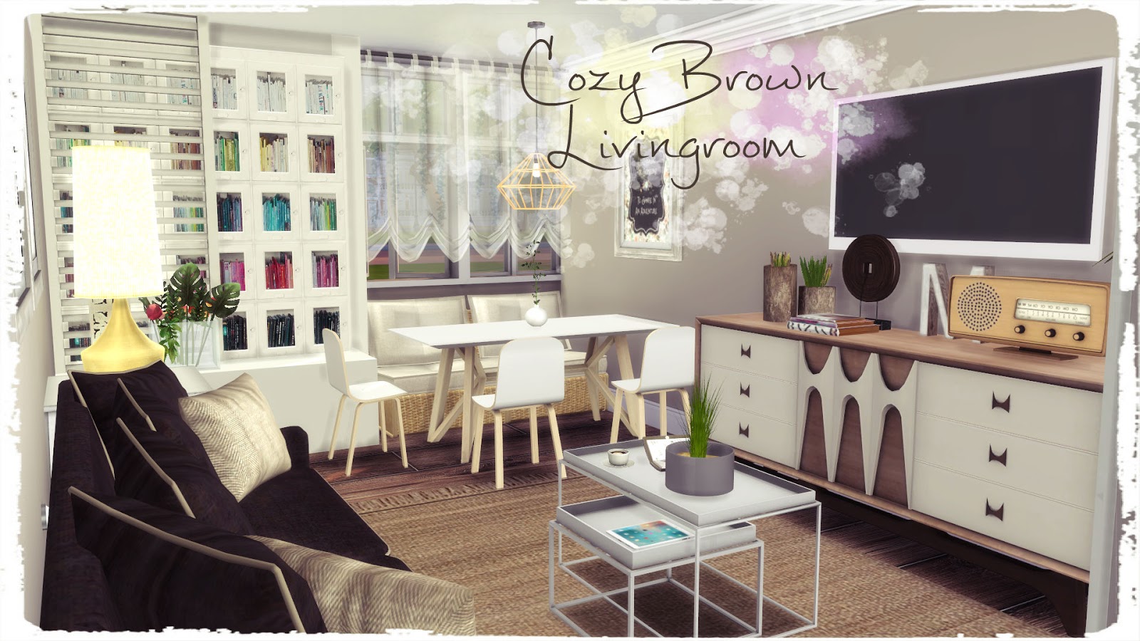 Sims 4 Cozy Brown Livingroom (Build & Decoration) Dinha