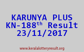 KARUNYA PLUS Lottery KN 188 Results 23-11-2017