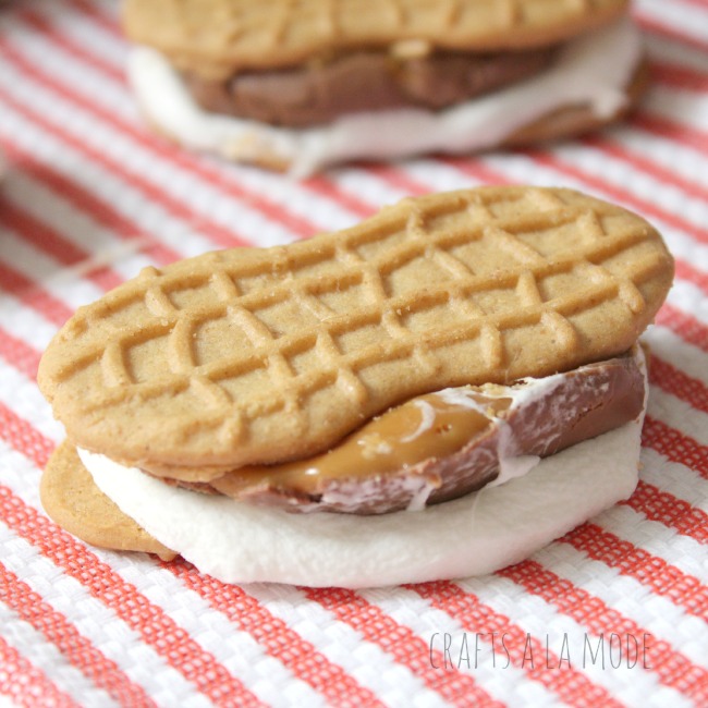 Making s'mores with Nutter Butter Cookies instead of graham crackers