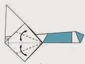 Bước 13: Gấp chéo 2 cạnh của hình tứ giác vào trong để tạo các nếp gấp sau đó lại gấp về vị trí cũ.