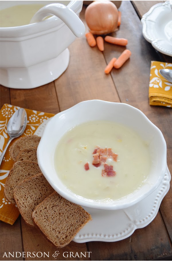 Potato and Corn Chowder...delicious and simple recipe for a warm winter soup | www.andersonandgrant.com