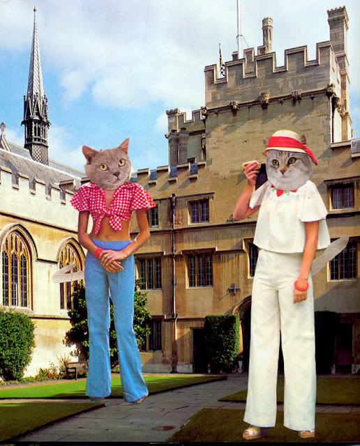 Oxford Cats altered book collages by Claudia MB