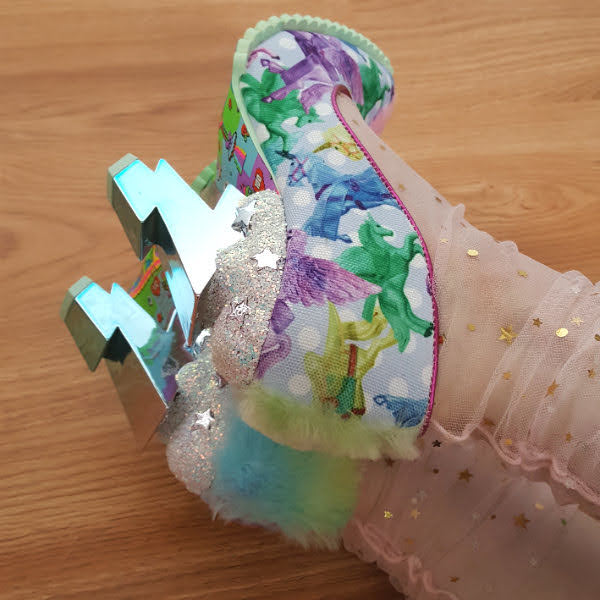 Irregular Choice Heavens Above SS20 character concept heel close up of cloud and lightning bolt ombre metallic heels on shoes worn with tulle socks