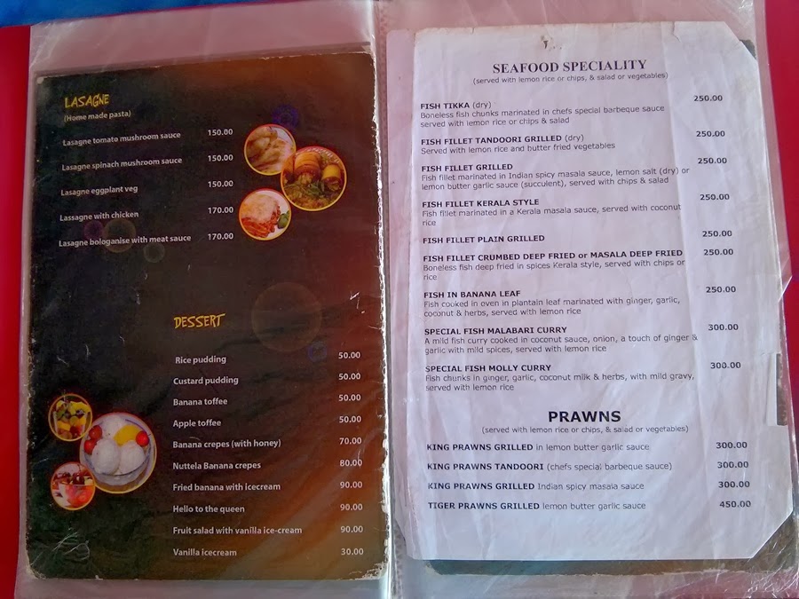 Travel and food tales Kerala Food, Menus Varkala