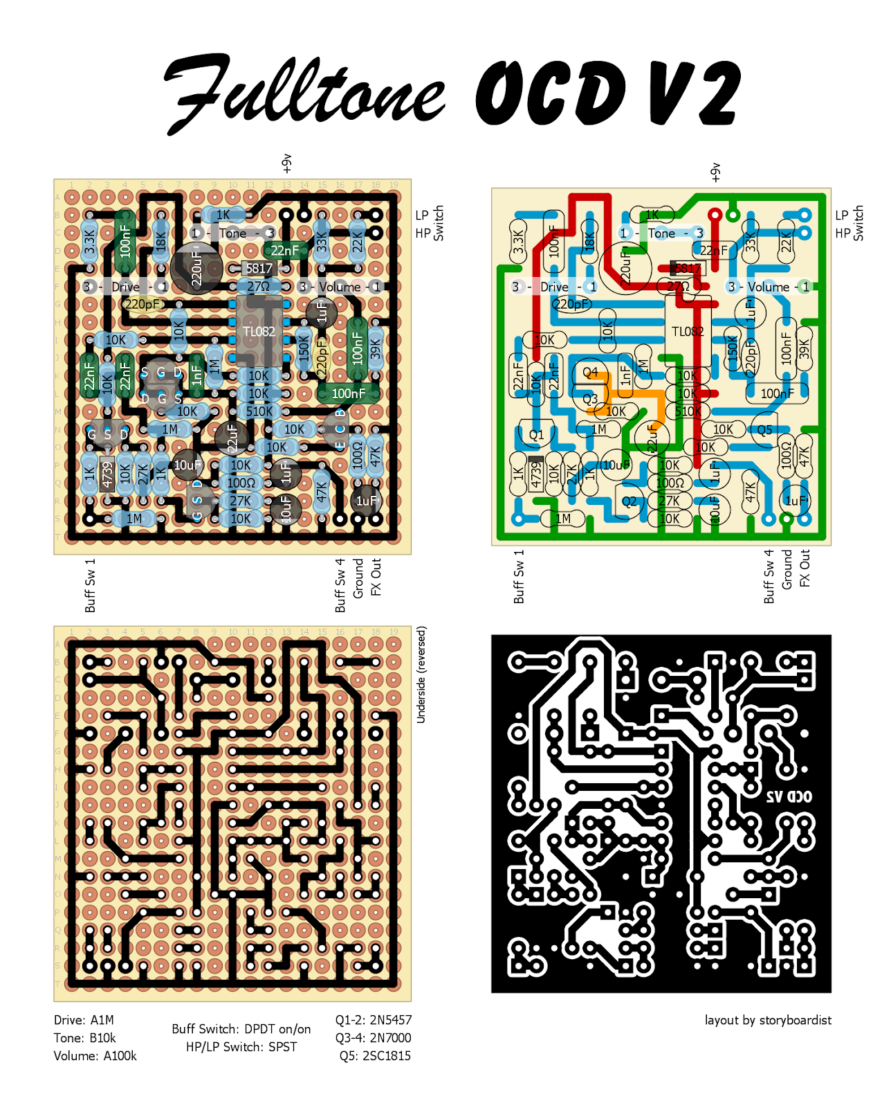 Perf and PCB Effects Layouts: Fulltone OCD V2