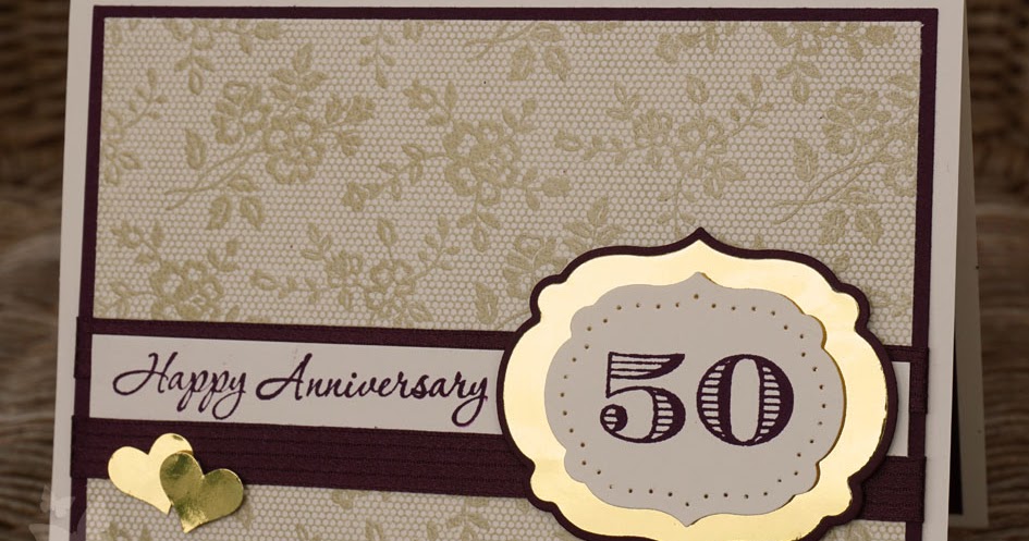 PLK3362 Golden 50th Wedding Anniversary Card Embossed in Gold with a Flittered Finish