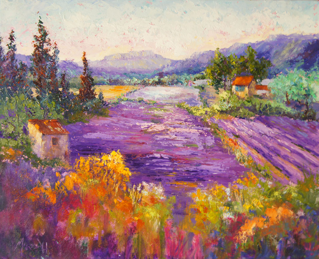 Palette Knife Painters, International Wonderful Lavender by Marion Hedger