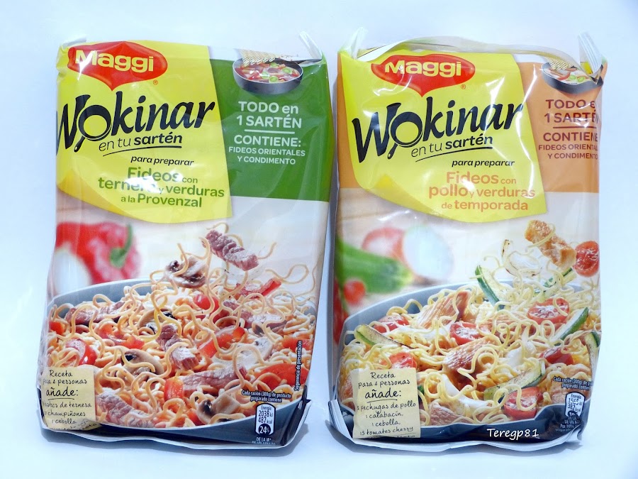 fideos con ternera y verduras a la provenzal y fideos con pollo y verduras de temporada