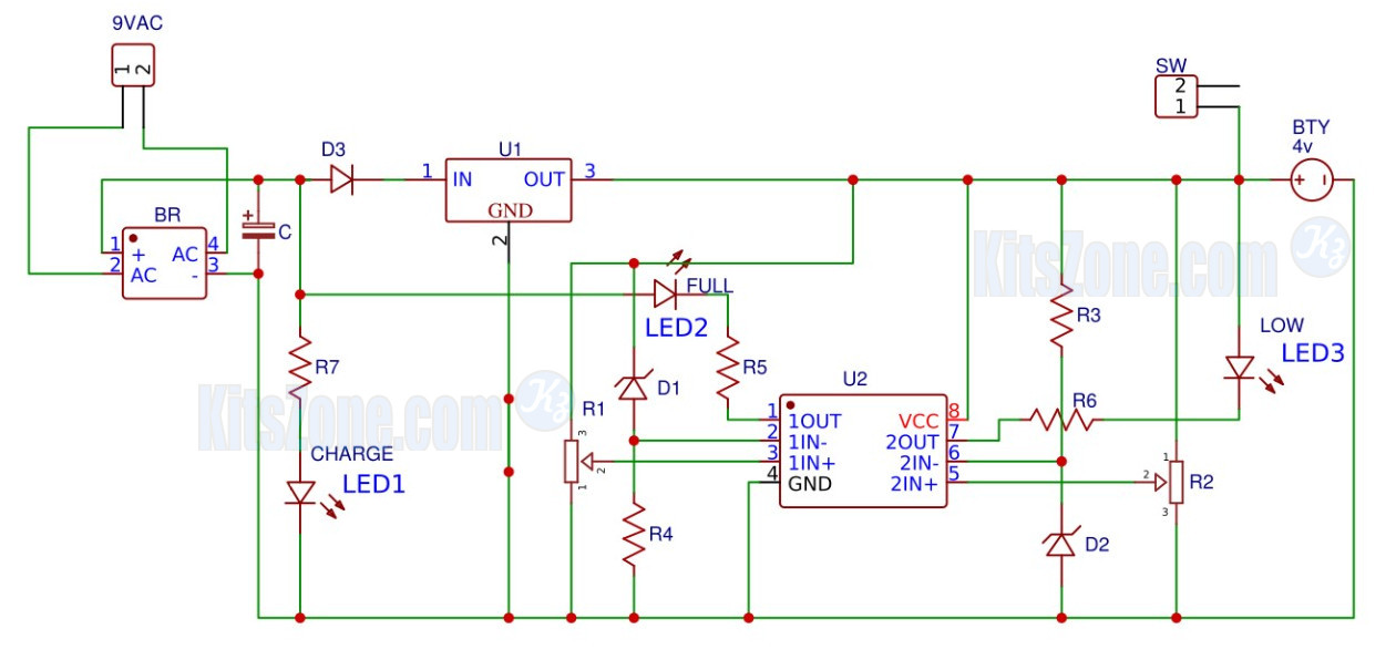 4V Lead Acid Battery Charger Circuit With Overcharge Protection And