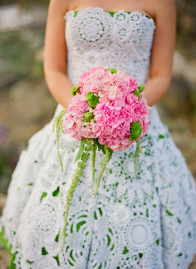 virkattu häämekko, crochet wedding dress