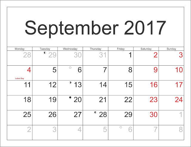 September 2017 printable calendar