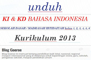 KI & KD Bahasa Indonesia SD/MI Kelas 1-6 K-13, https://bloggoeroe.blogspot.com/