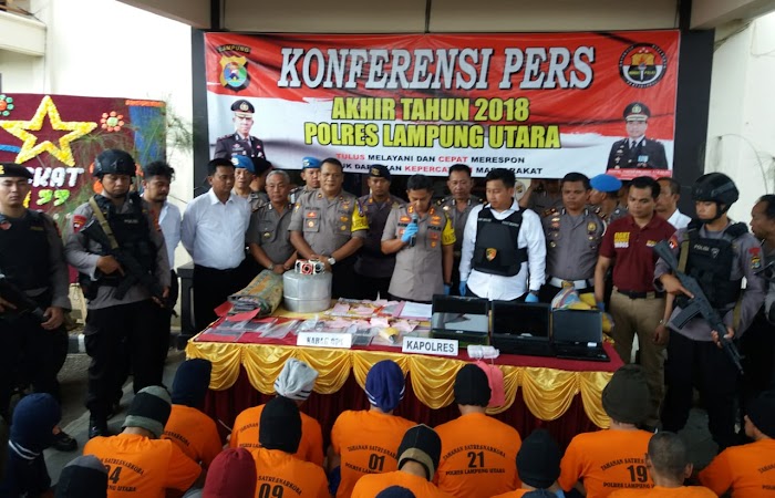 Tindak Kejahatan di Wilayah Hukum Polres Lampung Utara, di tahun 2018 Menurun Dibandingkan Tahun Sebelumnya