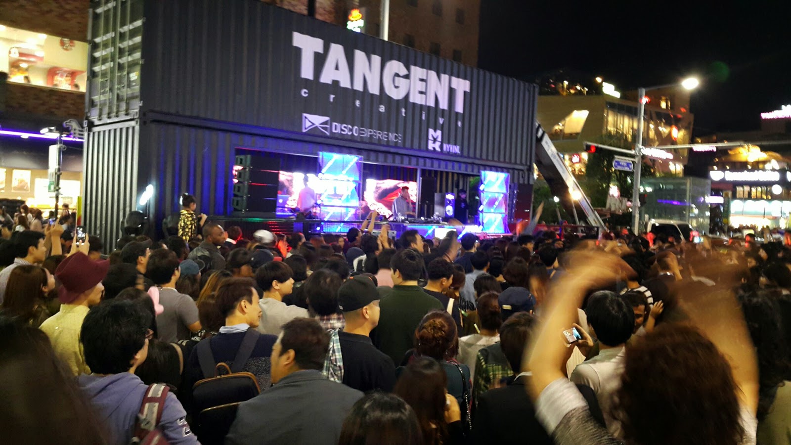 Dancing to the beat with the crowd in Itaewon