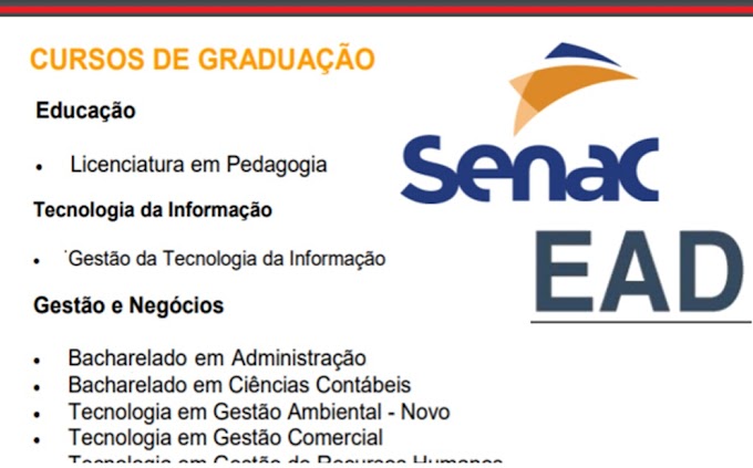 Senac abre inscrições para graduação EAD em todo o Brasil 