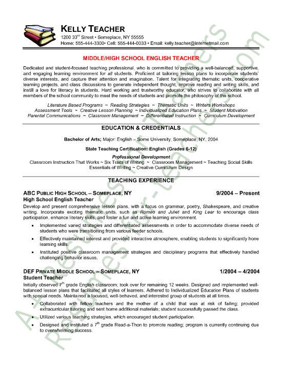 teaching professional resumes