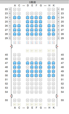 Japan Airlines (JAL) 787 longhaul seat map JALのHPからB787の座席配置