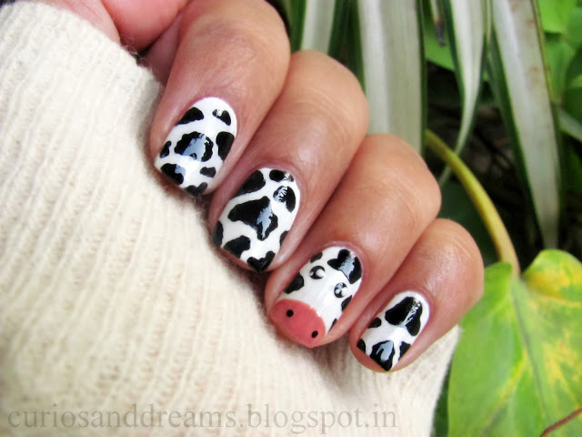 cow nailart, cow nail art, cow nailart design, cow manicure, nail art designs, cute nailart