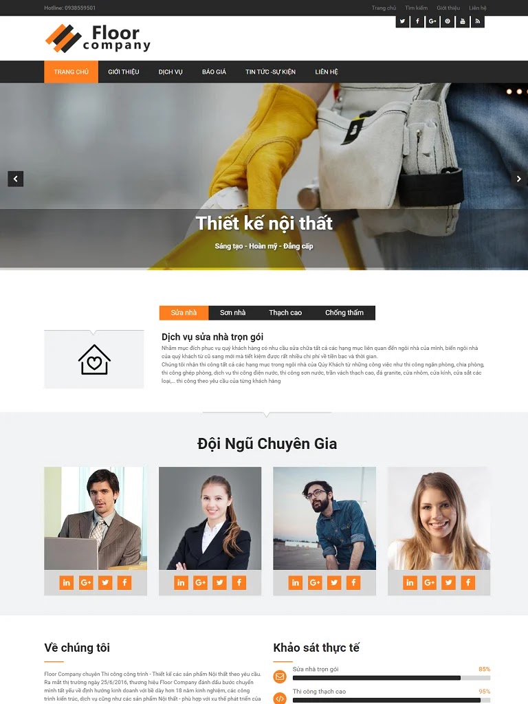Template blogspot giới thiệu công ty thi công xây dựng