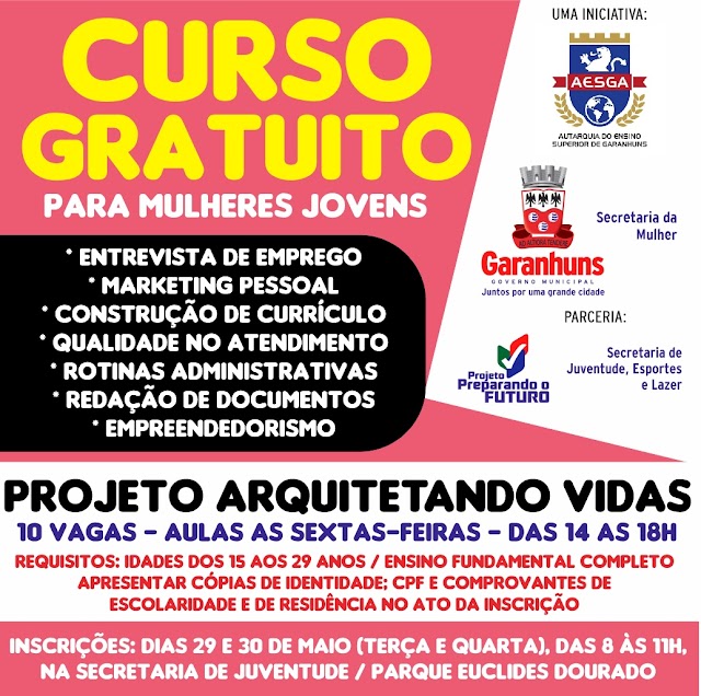 Curso gratuito: Parceria viabiliza qualificação profissional para mulheres de Garanhuns