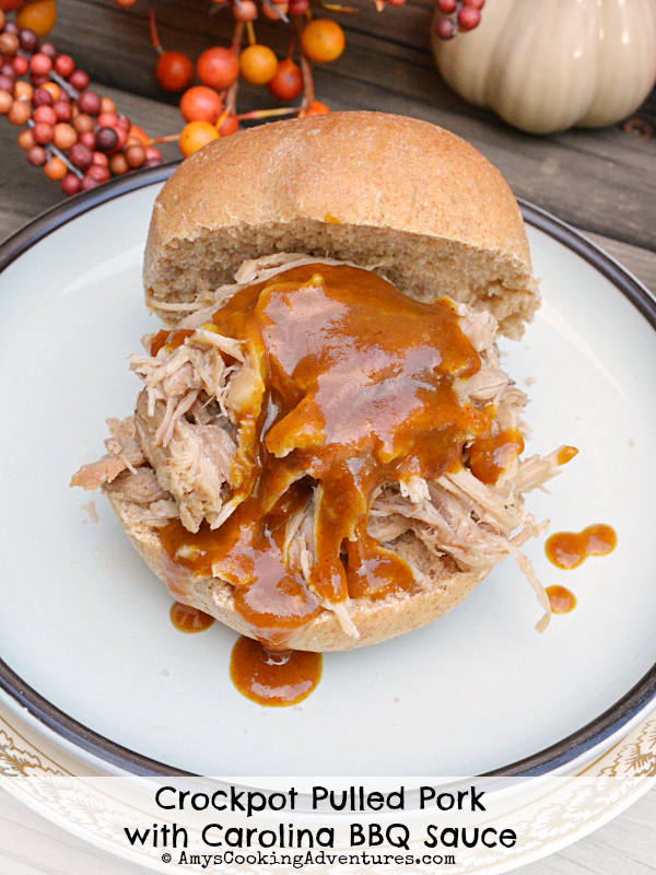 Crockpot Pulled Pork with Carolina BBQ Sauce