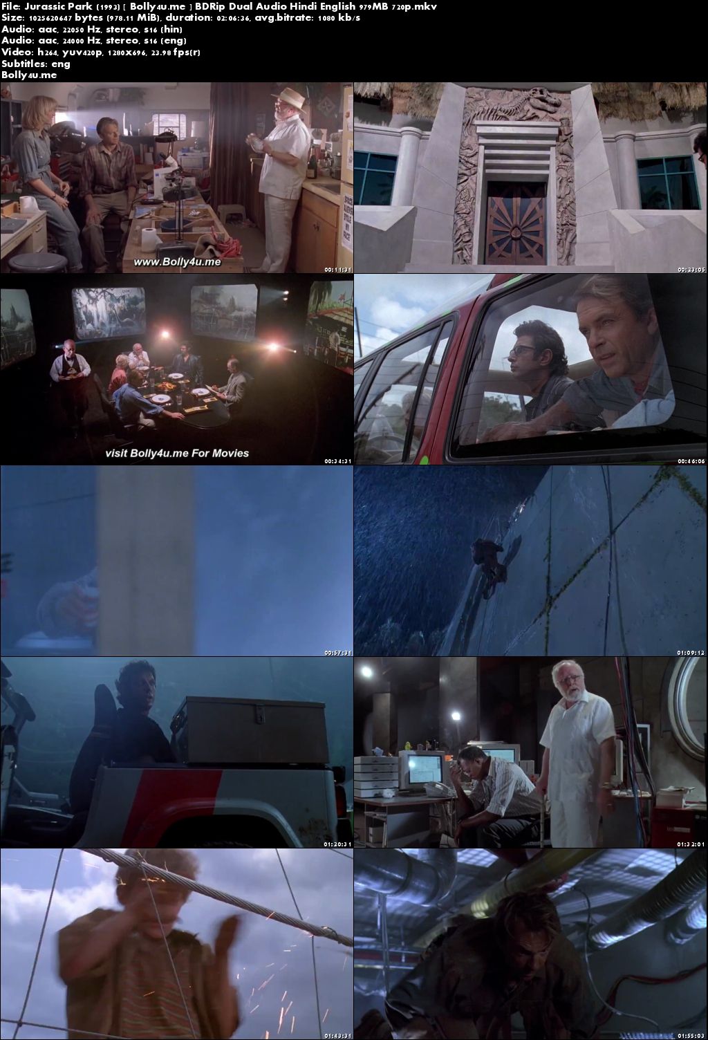 Jurassic Park 1993 BDRip 950MB Hindi Dual Audio 720p ESub Download